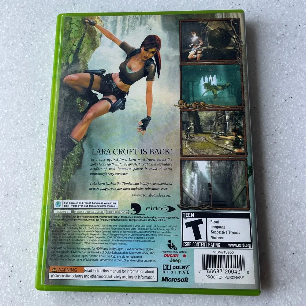 Lara Croft Tomb Raider Legend Xbox 360 Microsoft Eidos 2006 Action Adventure